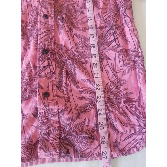 L.o.g.g. Womens Button down Shirt Size XS Pink Palms Print Hawaiian Tropical - Picture 12 of 12